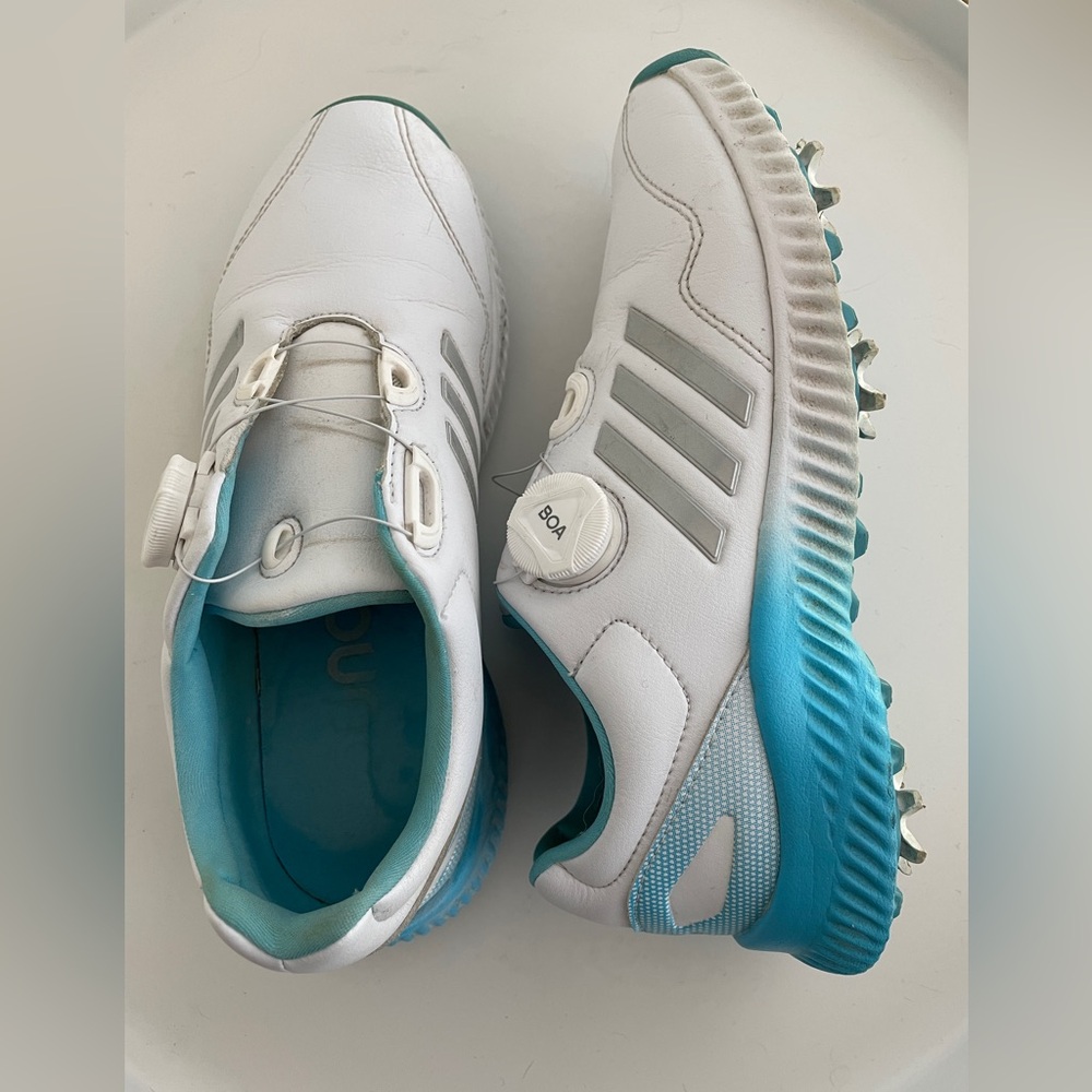Adidas Response Bounce BD7191 Golf Shoes Womens Size 6 White Teal BOA Laces